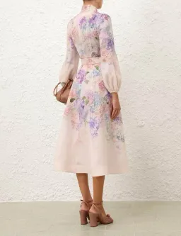 Zimmermann Dawning Buttoned Midi Dress Multi Hydrangea Size 2 / Aus 12 for rent on The Volte - image 4