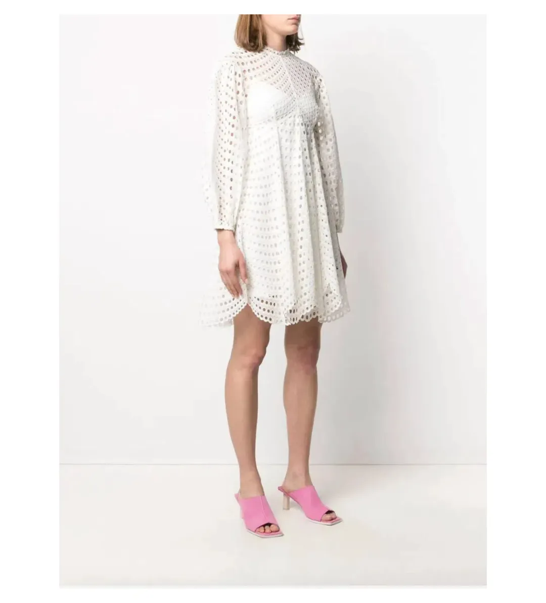 Zimmermann Poppy Eyelet Mini Dress White Size 0/ AU 8 for rent on The Volte - main image