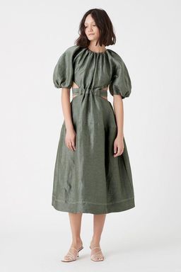 Aje Mimosa Cutout Midi Dress Green Size 8 for rent on The Volte - image 1