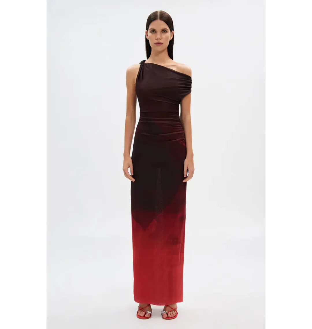 MISHA The Nyra Mesh Gown Venus Print Size AU 6 for rent on The Volte - main image