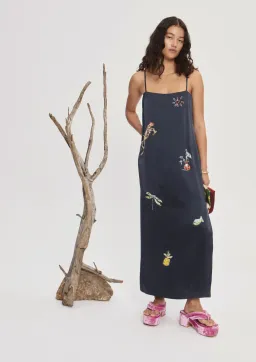 Alemais Fontaine Slip Midi Dress Navy Size AU 8 for rent on The Volte - image 1