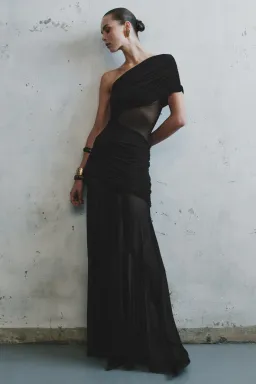 Meshki Dallas One Shoulder Mesh Maxi Dress in Black Size 10 for rent on The Volte - image 5