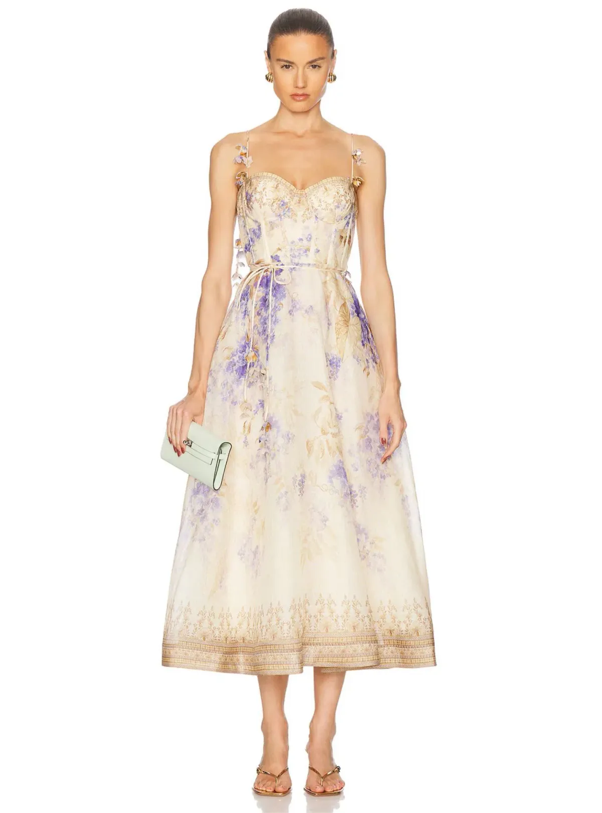 Zimmermann Dawning Picnic Midi Dress Lilac Floral Size 2 / AU 12 for rent on The Volte - main image