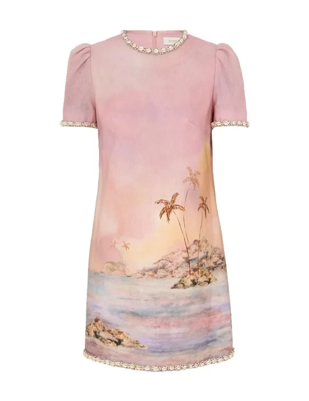 Zimmermann The Dawning Embellished Mini Dress in Lilac Seascap Size 1/Au 10 for rent on The Volte - main image