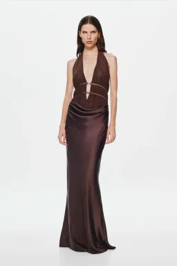 Misha The Celine Satin Dress Umber Brown Size S / AU 8 for rent on The Volte - image 4