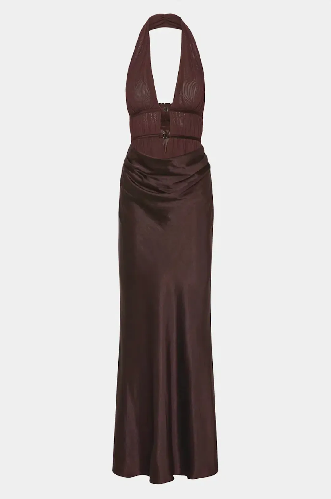 Misha The Celine Satin Dress Umber Brown Size S / AU 8 for rent on The Volte - main image