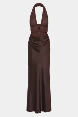 Misha The Celine Satin Dress Umber Brown Size S / AU 8 for rent on The Volte - image 5