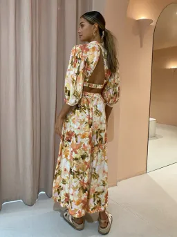 Significant Other Svana Linen Blend Midi Dress Watercolour Floral Size 10 for rent on The Volte - image 2