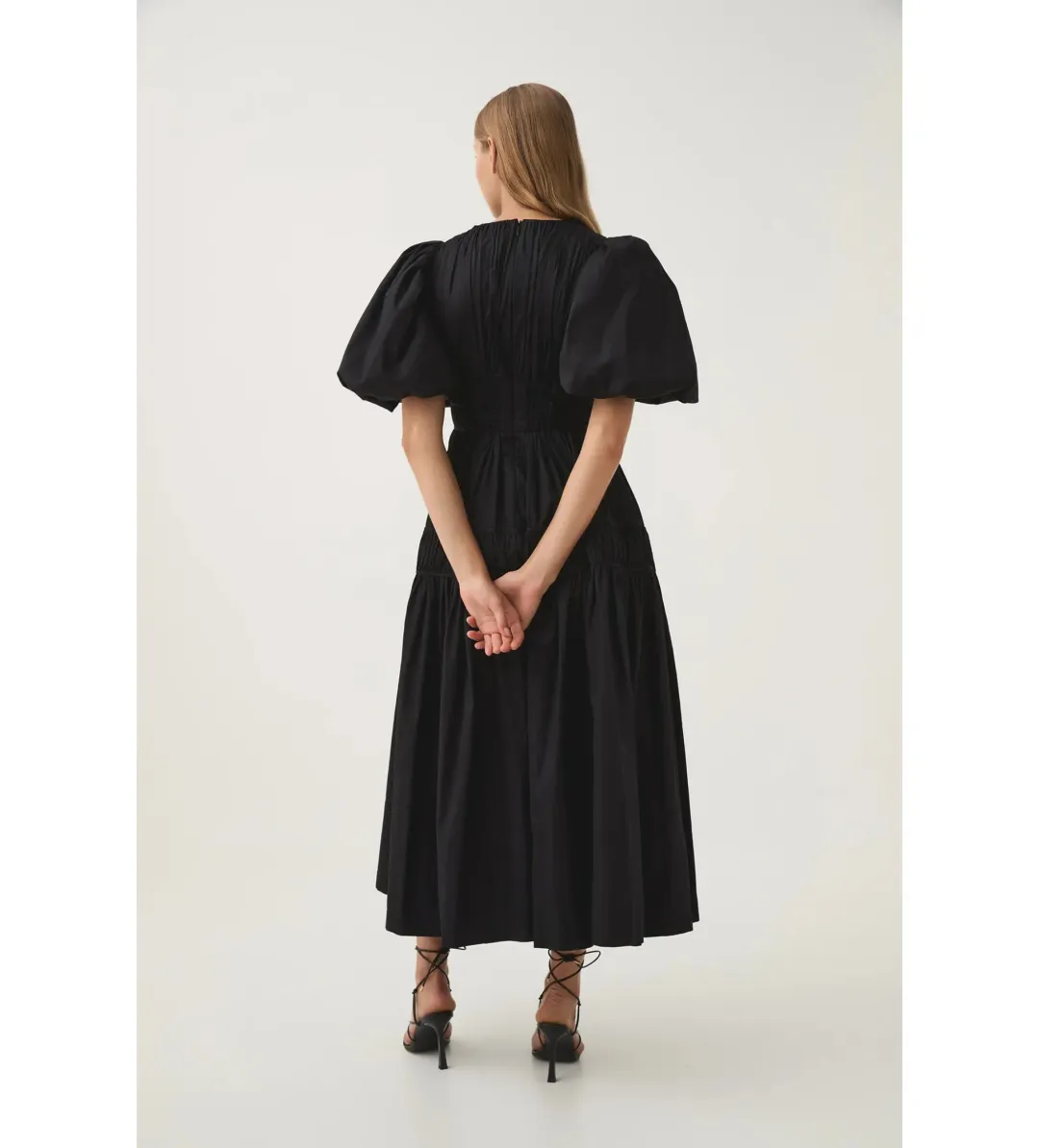 Aje Fallingwater Ruched Midi Dress Black Size XXL/AU 16 for rent on The Volte - main image