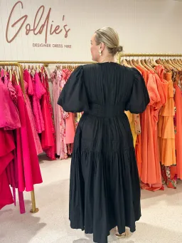 Aje Fallingwater Ruched Midi Dress Black Size XXL/AU 16 for rent on The Volte - image 2