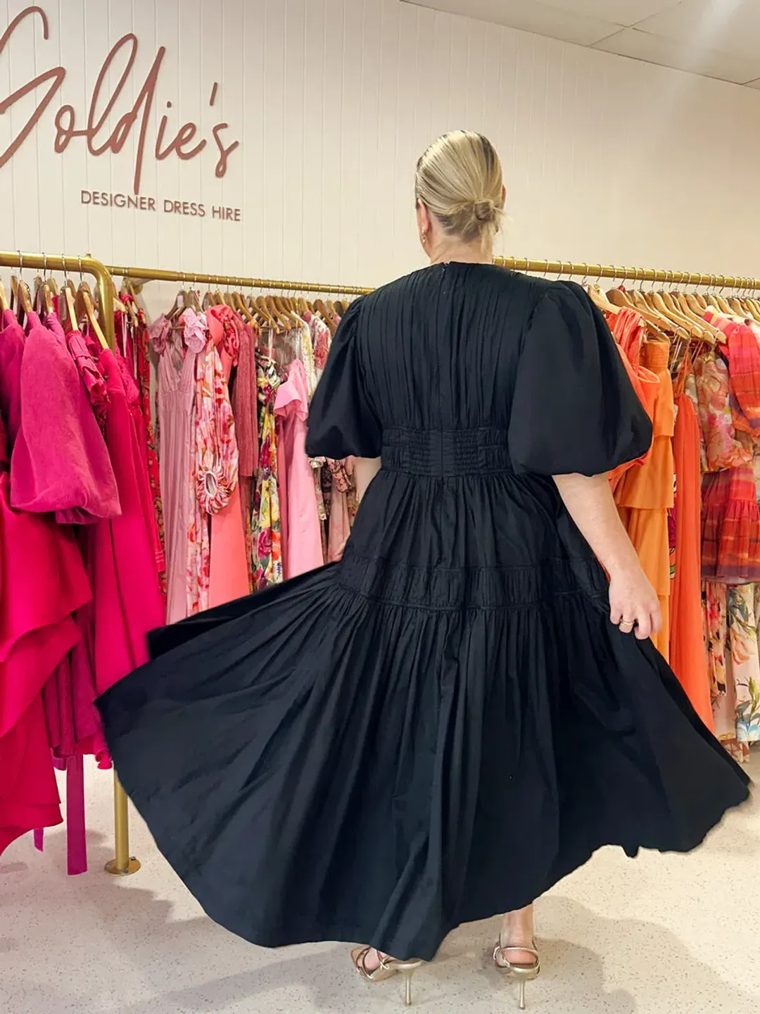 Aje Fallingwater Ruched Midi Dress Black Size XXL/AU 16 for rent on The Volte - main image