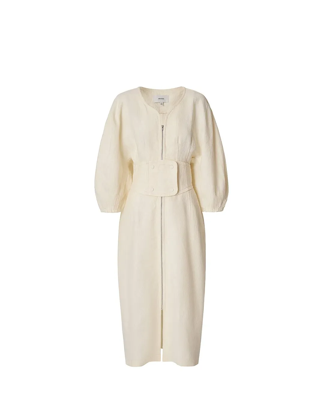 Oroton Full Sleeve Corset Midi Dress Cream Size AU 6 for rent on The Volte - main image