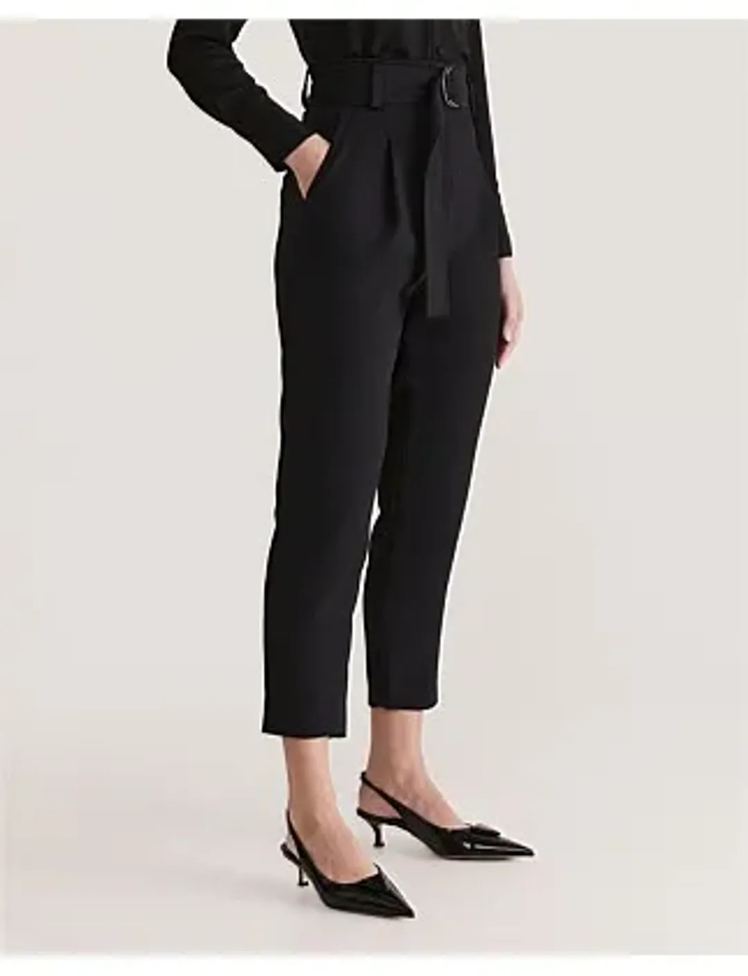 Saba Dharma Belted Slim Pants in Black Size AU 4 for rent on The Volte - main image