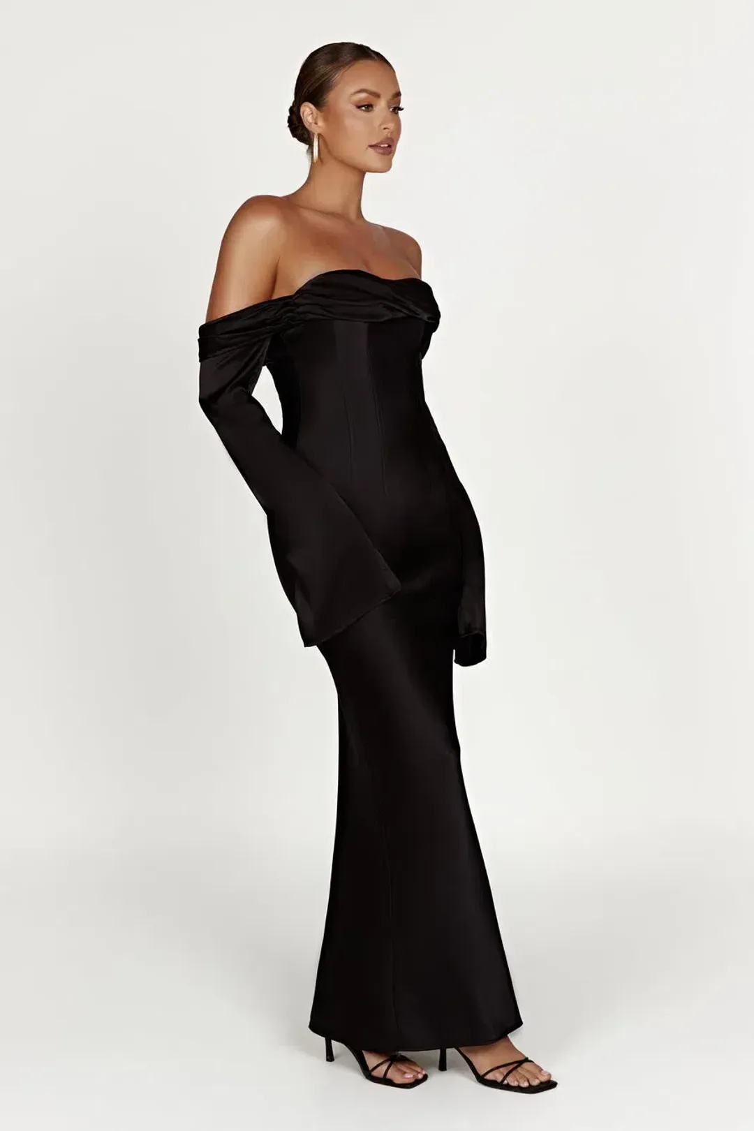 Meshki Giselle Off Shoulder Maxi Dress Black Size 8 for rent on The Volte - main image
