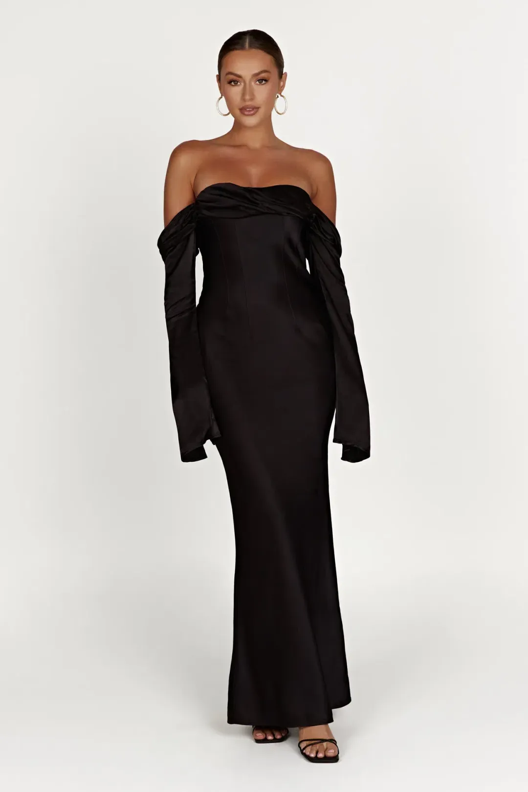 Meshki Giselle Off Shoulder Maxi Dress Black Size 8 for rent on The Volte - main image