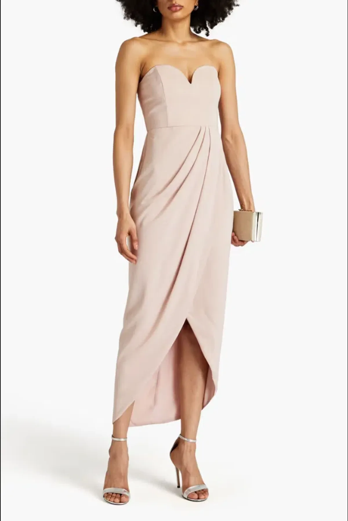 Shona Joy Strapless Draped Satin Maxi Dress Blush Size 16 for rent on The Volte - main image