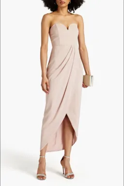 Shona Joy Strapless Draped Satin Maxi Dress Blush Size 16 for rent on The Volte - image 1
