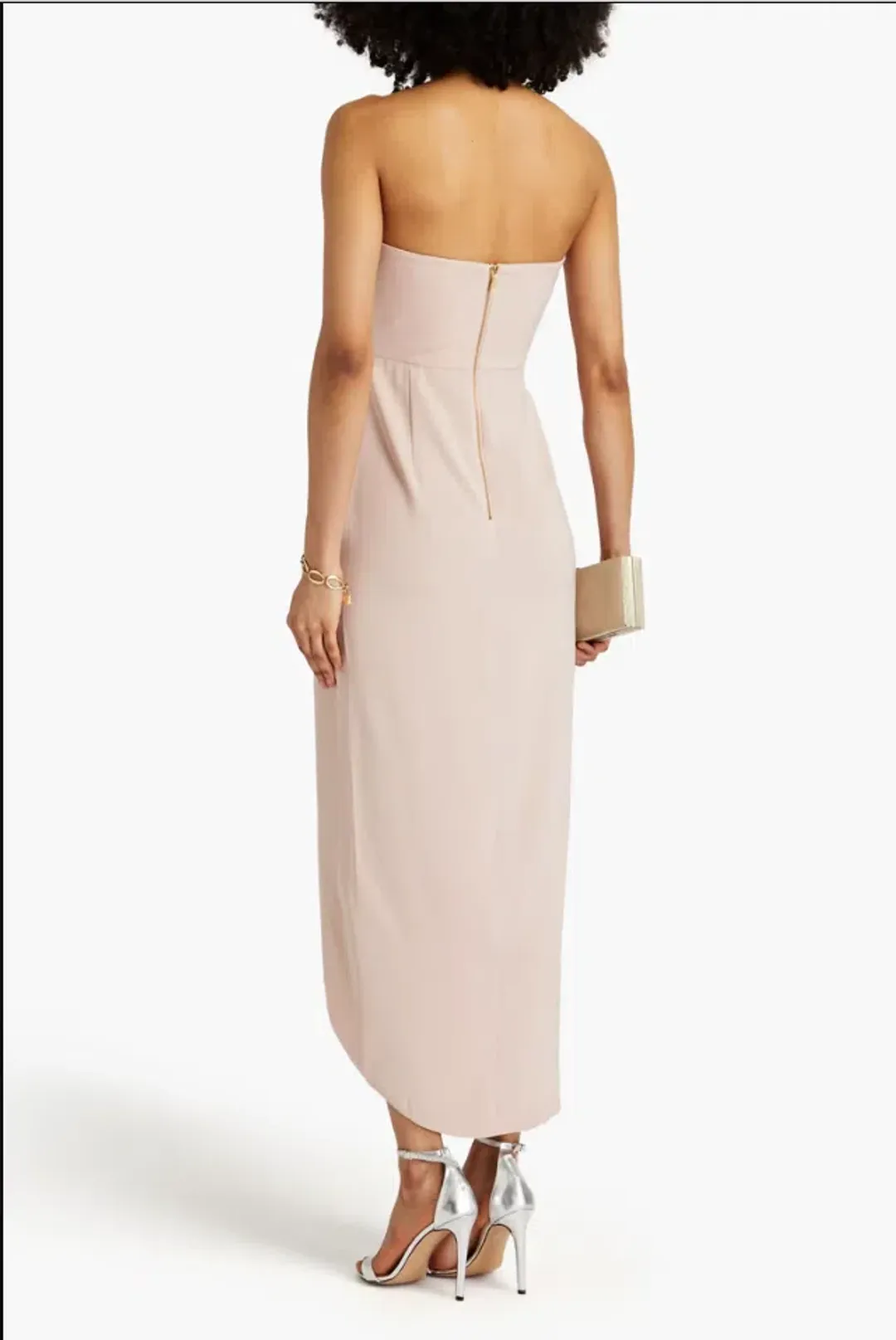 Shona Joy Strapless Draped Satin Maxi Dress Blush Size 16 for rent on The Volte - main image