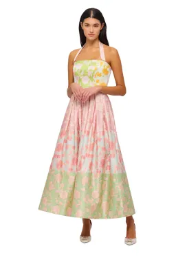 Leo Lin Ana Halterneck Midi Dress Anamone Splice Print Size 12 for rent on The Volte - image 3