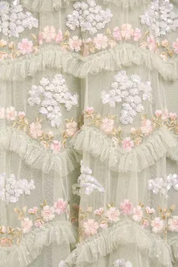 Needle & Thread Wave Ankle Gown Green Sequin Floral Daisy Size 10 for rent on The Volte - image 4