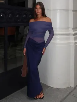 Benni Yasmin Off Shoulder Maxi Dress Navy Size 10 for rent on The Volte - image 2