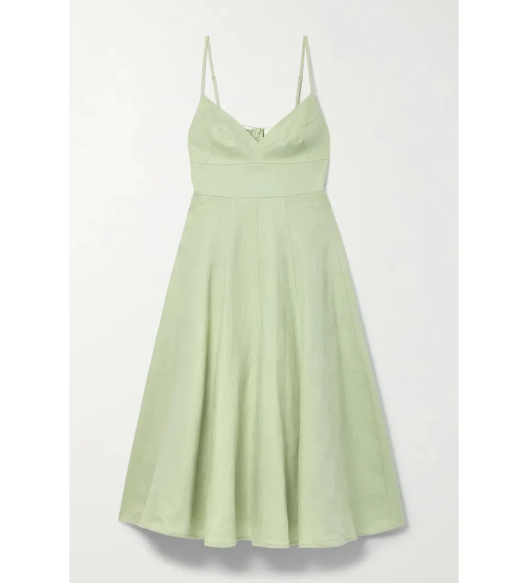 Zimmermann Dancer Picnic Shirred Linen Midi Dress Sage Size 3/AU 14 for rent on The Volte - main image