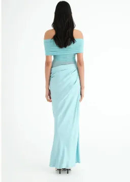 BENNI Nico Off Shoulder Maxi Dress Aquamarine Size 10 for rent on The Volte - image 3