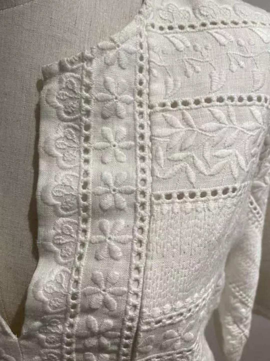LOVER THE LABEL Italian Linen White Embroidery Dress Size S/M for rent on The Volte - main image