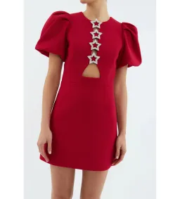 Rebecca Vallance Akari Puff Sleeve Mini Dress Red Size AU 8 for rent on The Volte - image 2