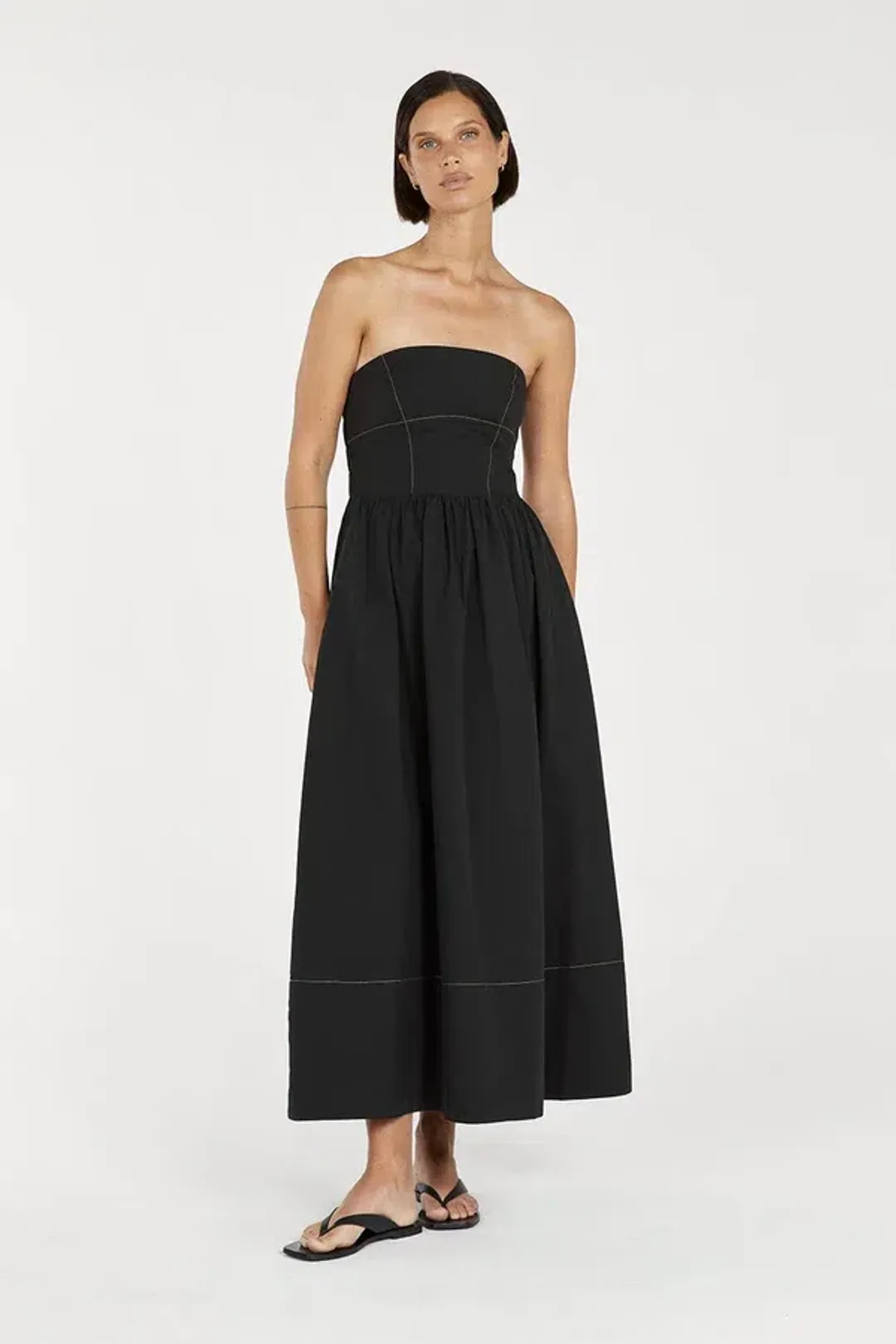 Dissh Ellidy Strapless Black Midi Dress Size 10 for rent on The Volte - main image