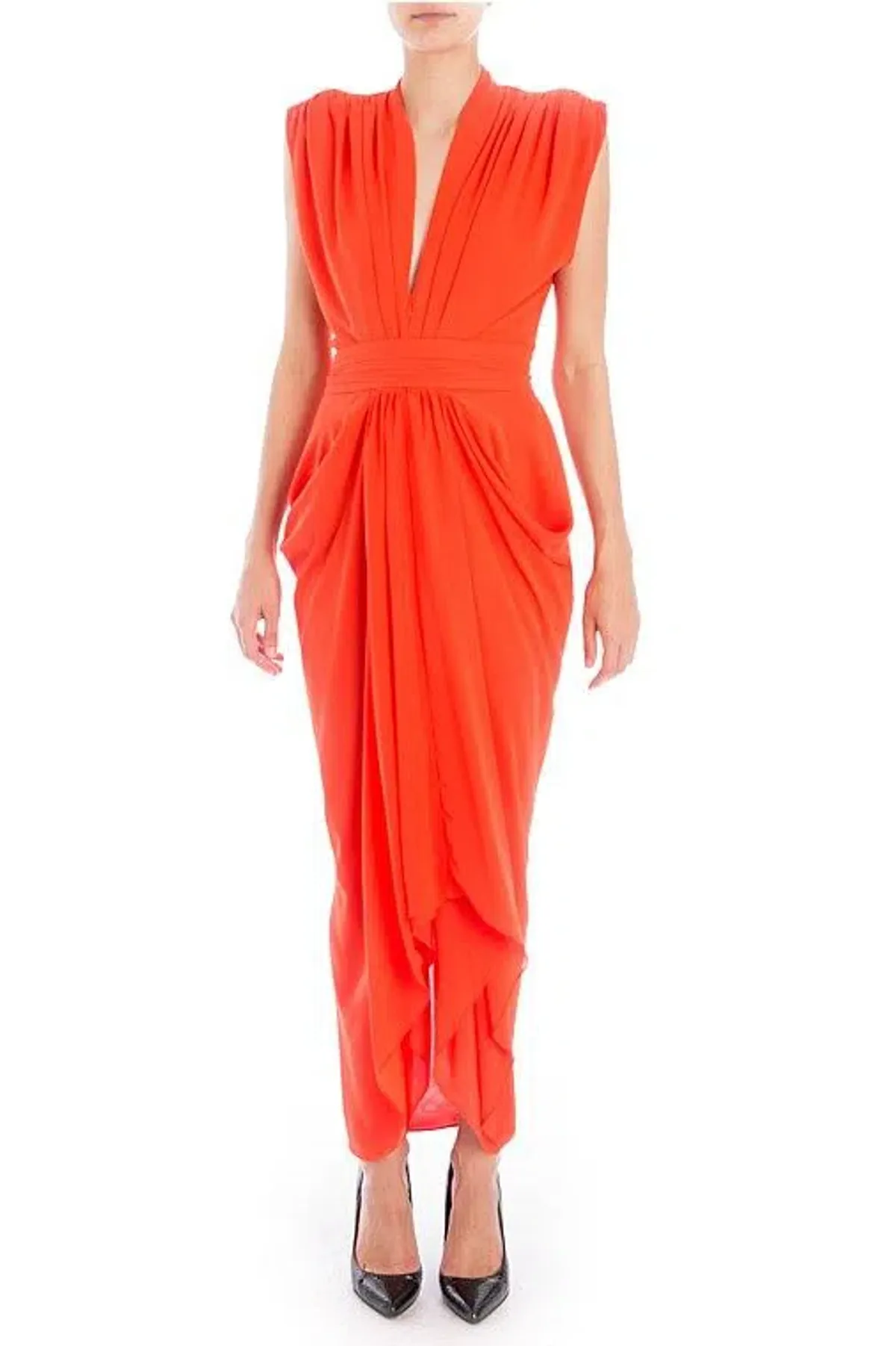 Carla Zampatti Waterfall Dress Red Size 6 for rent on The Volte - main image