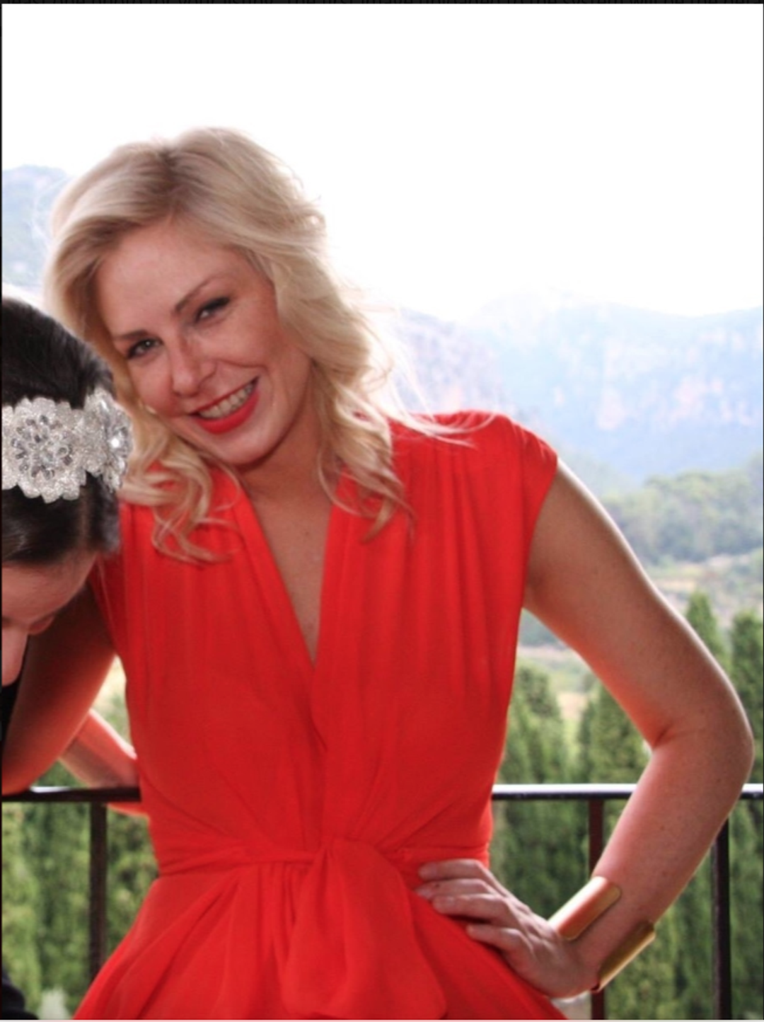 Carla Zampatti Waterfall Dress Red Size 6 for rent on The Volte - main image