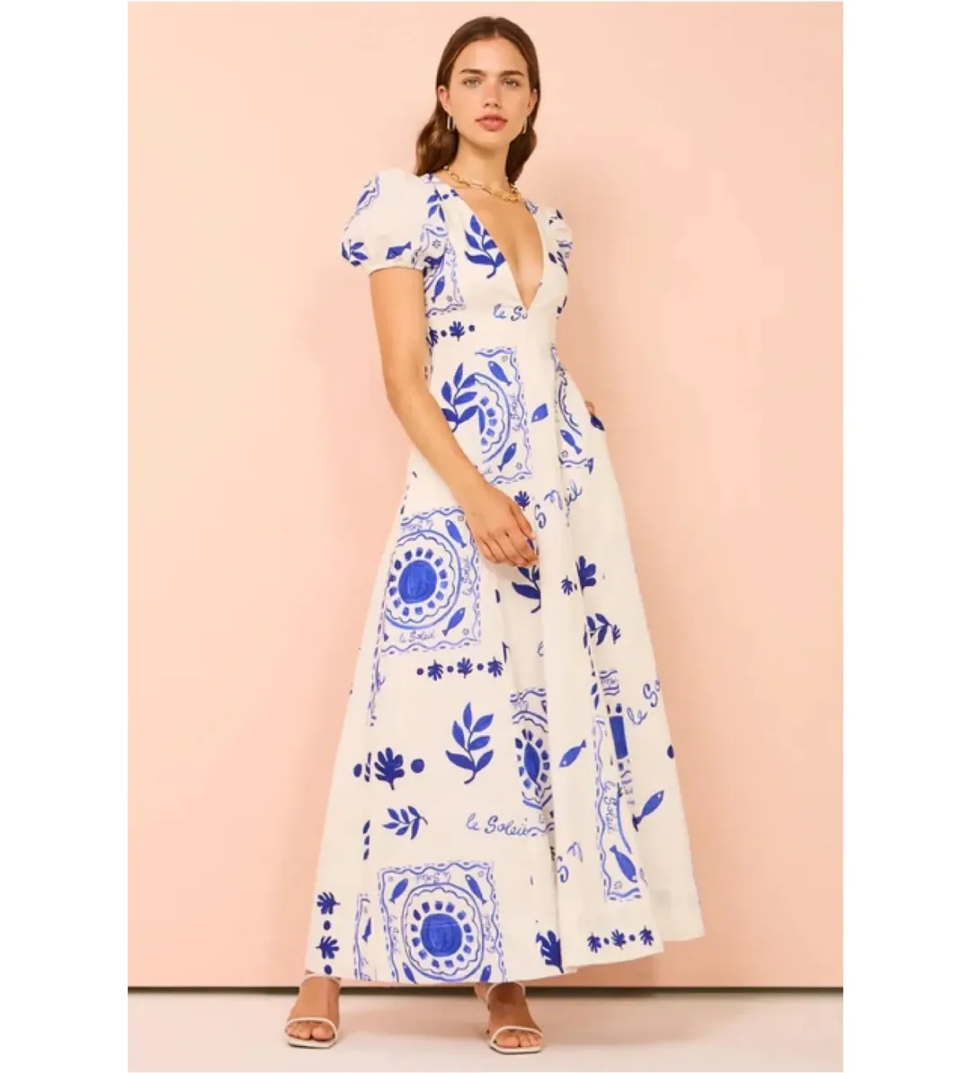 By Nicola S/S Wavy Maxi Dress in Le Soleil Size 8 for rent on The Volte - main image
