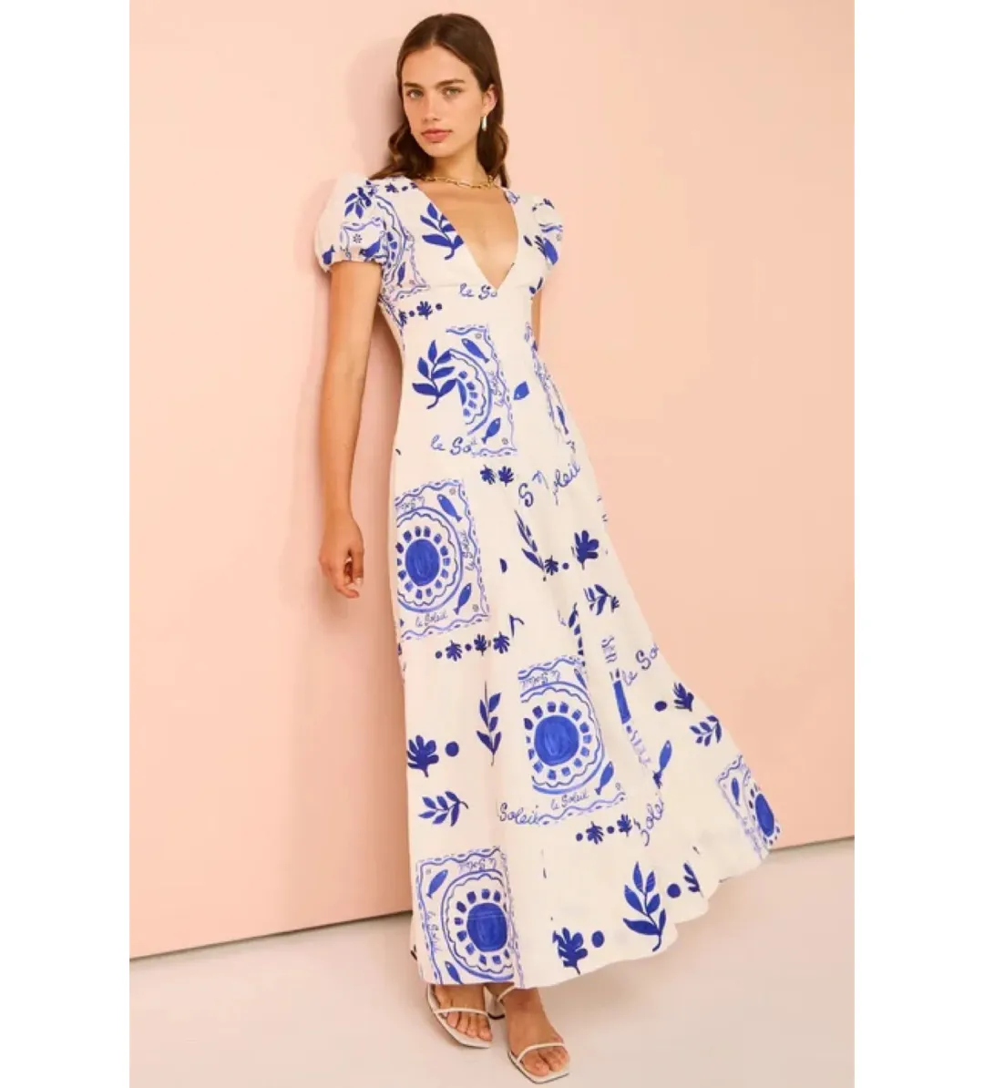 By Nicola S/S Wavy Maxi Dress in Le Soleil Size 8 for rent on The Volte - main image