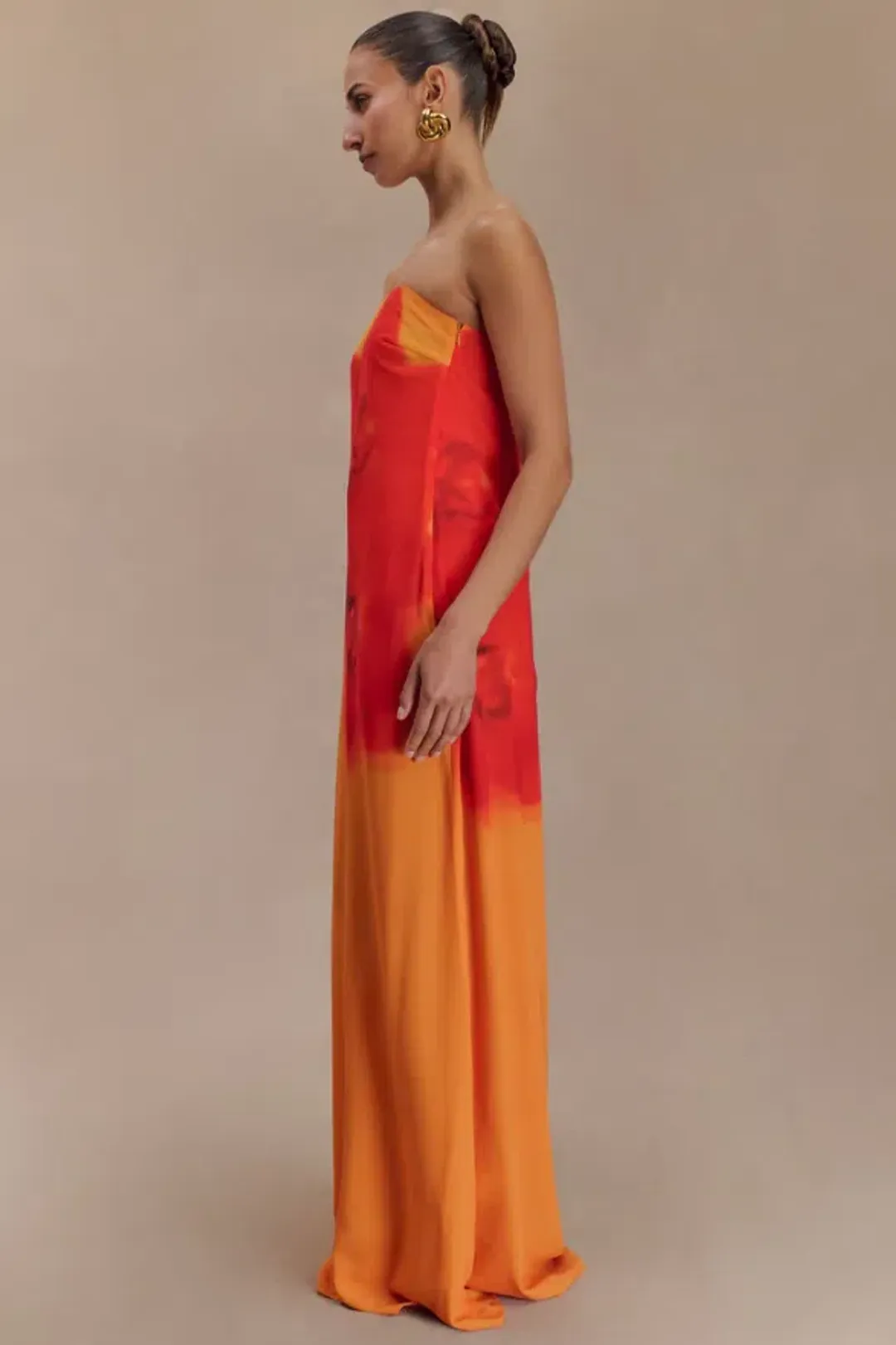 Meshki Amaya Maxi Gown Orange Print Size 12 for rent on The Volte - main image