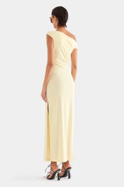 Venroy Asymmetric Draped Jersey Dress Butter Size AU 10 for rent on The Volte - image 4