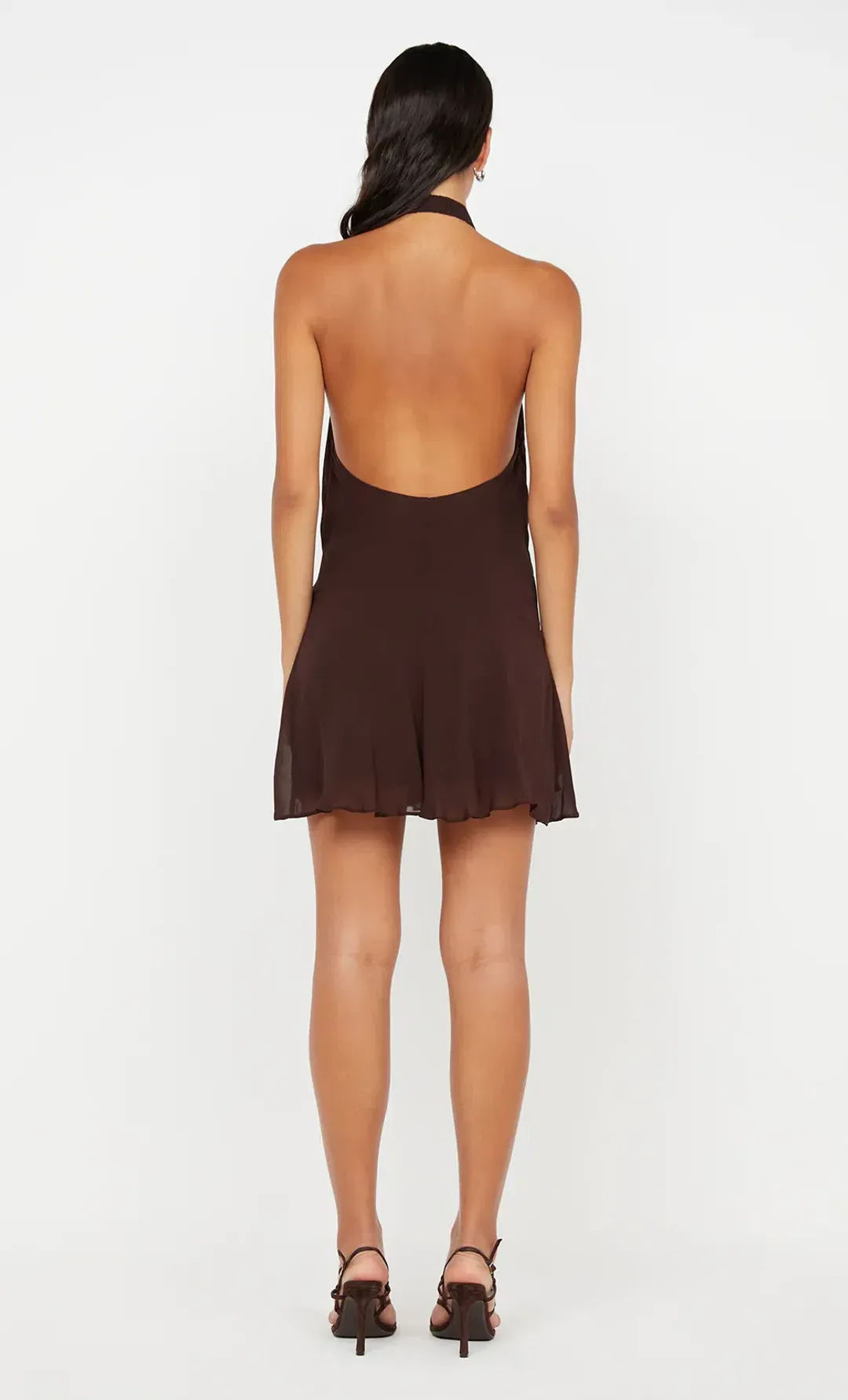 Bec & Bridge Celyse Mini Dress in Chocolate Brown Size 8 for rent on The Volte - main image