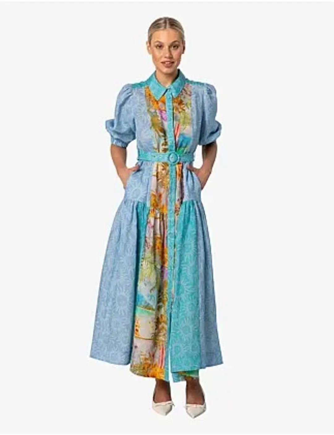 Kachel Hazel Maxi Shirt Dress Multi Size 6 for rent on The Volte - main image