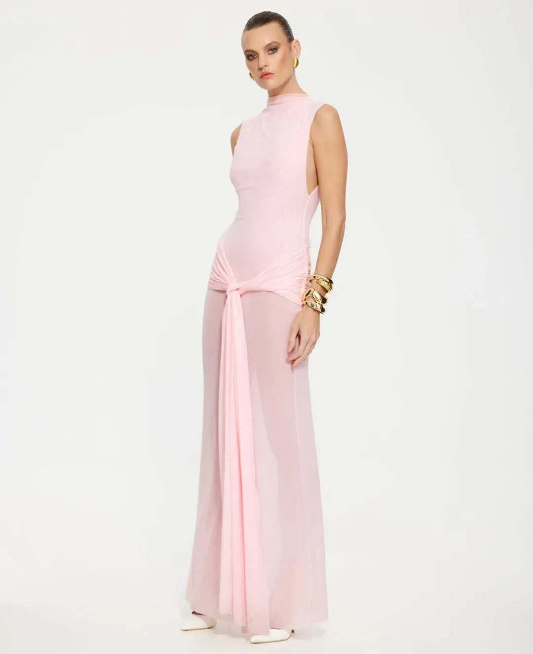 Effie Kats Roza Maxi Dress Petal Pink Size 6  for rent on The Volte - main image