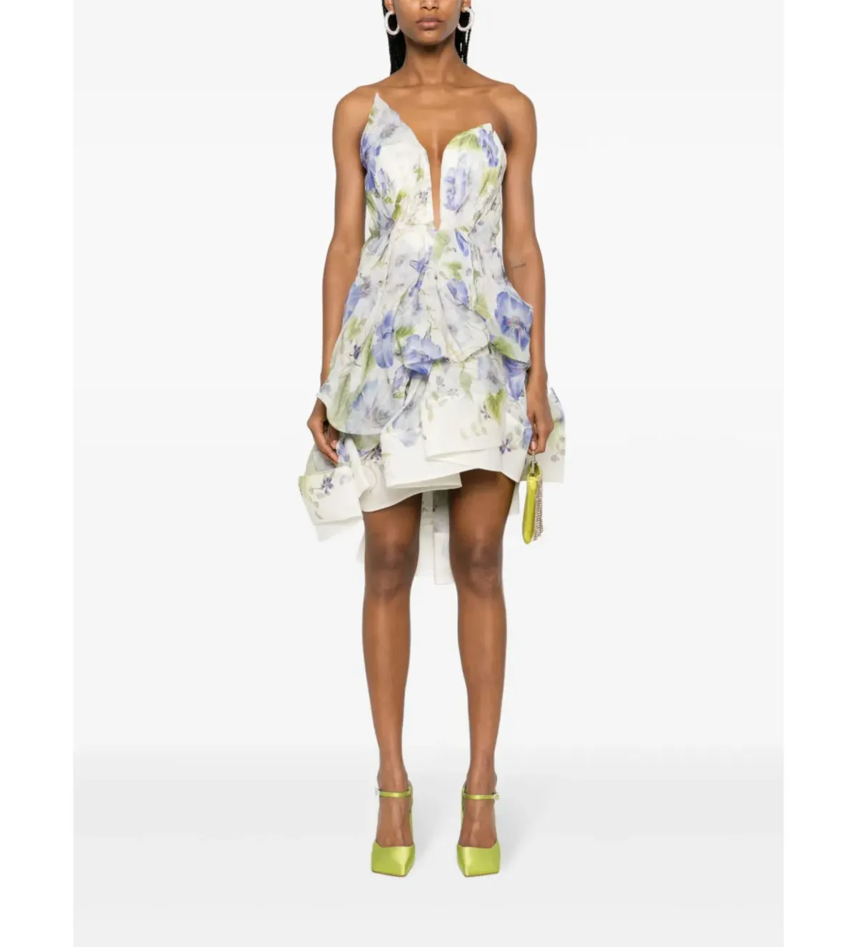 Zimmermann Natura Drape Mini Dress Blue Floral Size 0/ AU 8 for rent on The Volte - main image