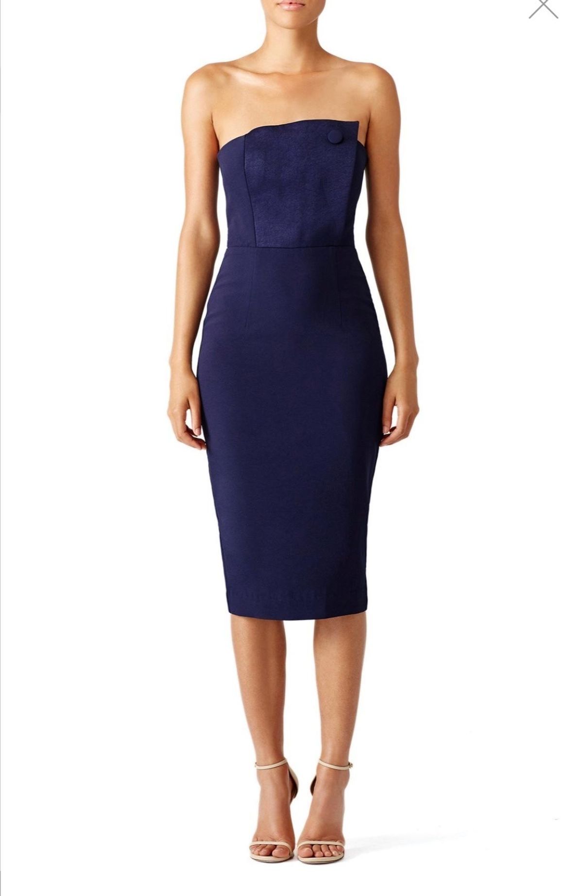 MISHA Navy Asymmetrical Dress Blue Size 10/M for rent on The Volte - main image