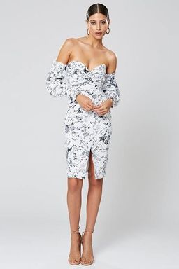 Winona Ming Off-Shoulder Dress Print Size 8 for rent on The Volte - image 1