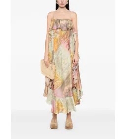 Zimmerman Tallow Ruffle Maxi Dress Multi Size 14 for rent on The Volte - image 1