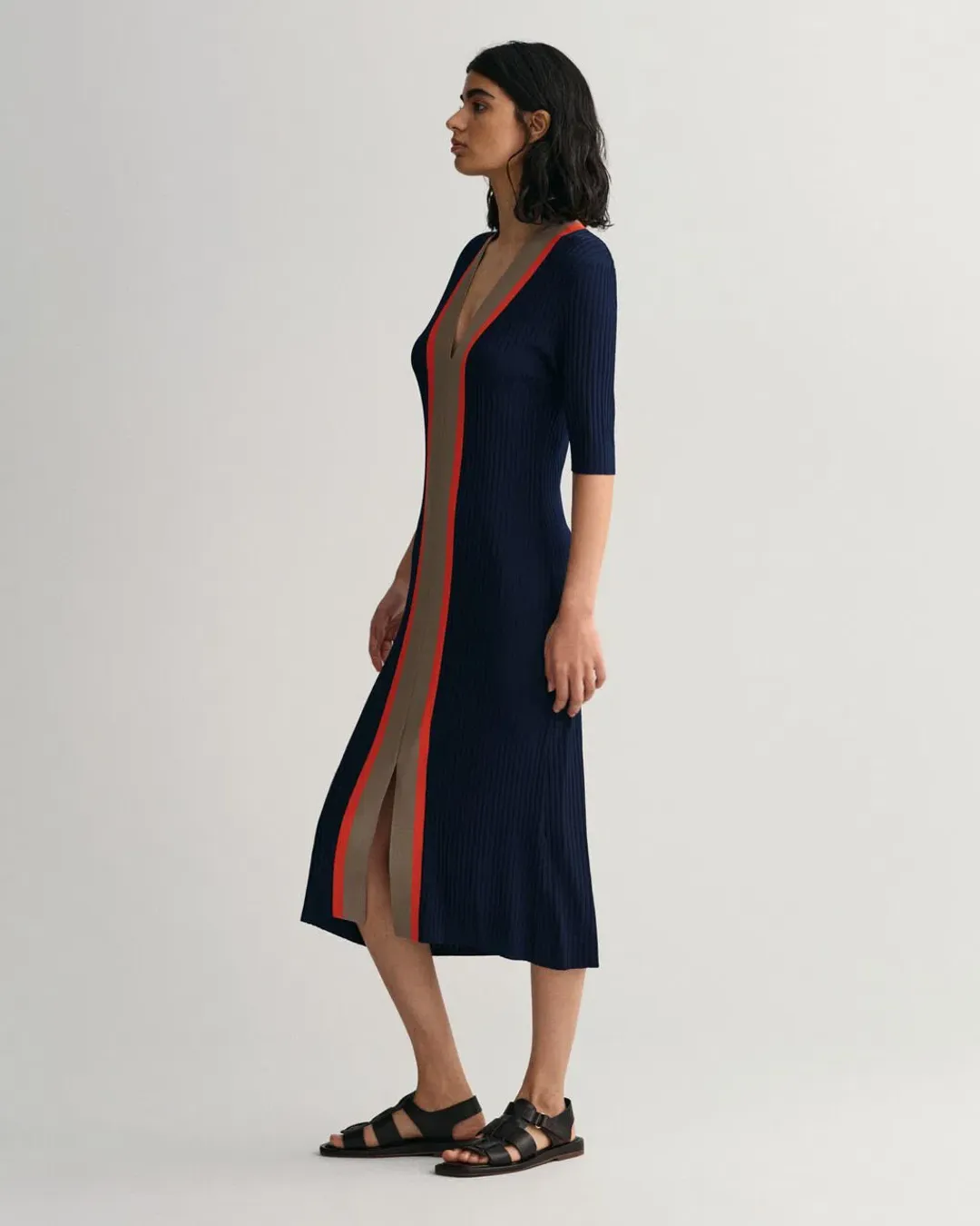 Gant Ribbed V-Neck Dress Blue Size M/10 for rent on The Volte - main image