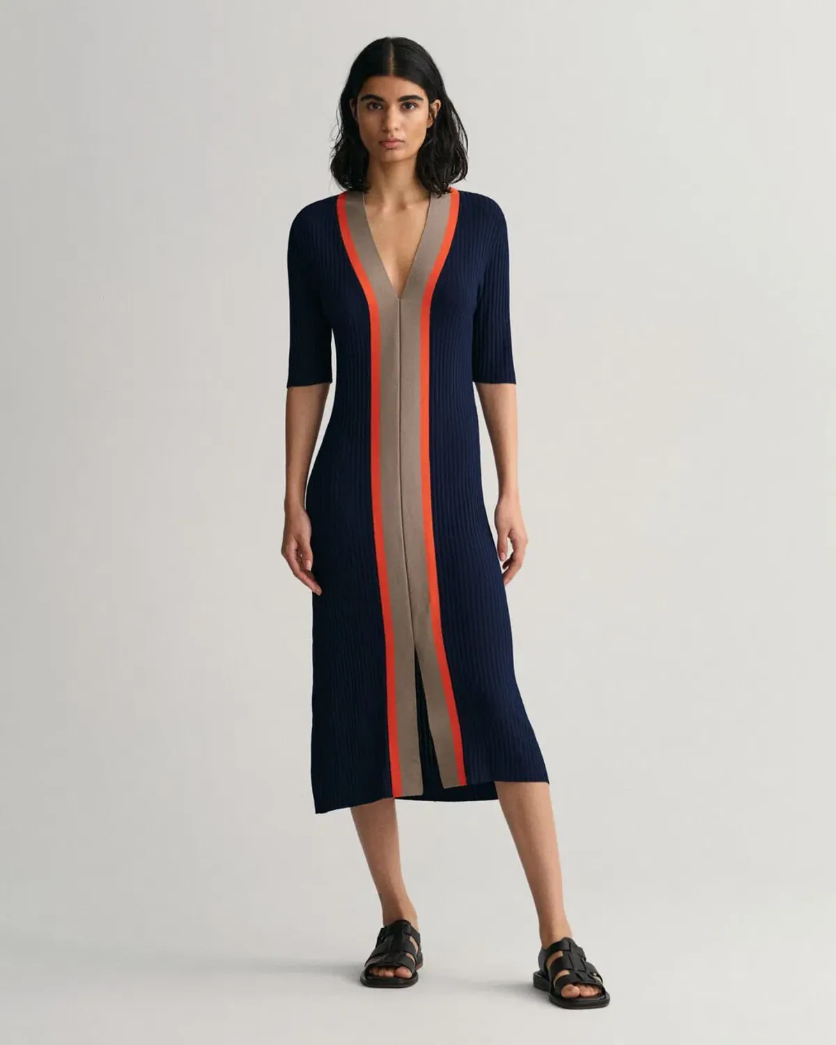 Gant Ribbed V-Neck Dress Blue Size M/10 for rent on The Volte - main image