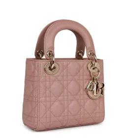 Christian Dior Mini Lady Bag Cannage Lambskin Light Gold Hardware in Blush for rent on The Volte - image 2