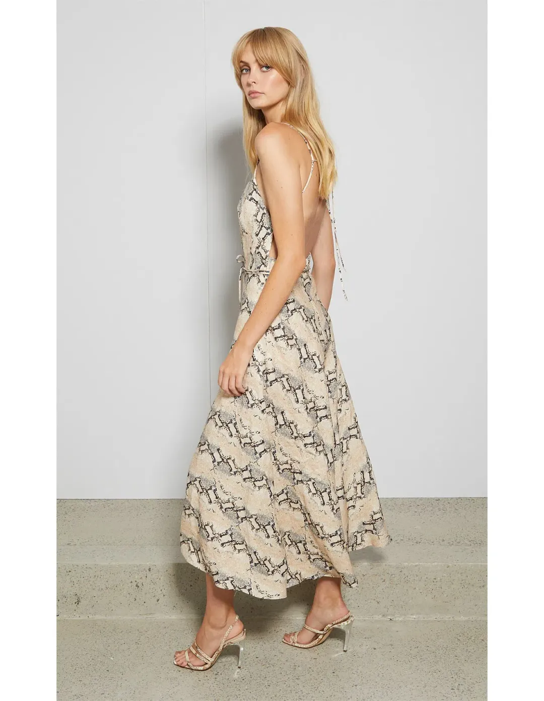 Franco Midi Dress in Snakeskin print in Size AU 10  for rent on The Volte - main image