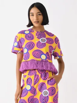 Celiab Clara Shirt And Pheobe Pant Yellow Purple Daisy Print Size 12 for rent on The Volte - image 3
