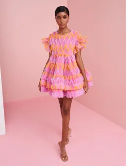 CeliaB Coral Mini Dress Pink Multi Size M / AU 10 for rent on The Volte - image 1