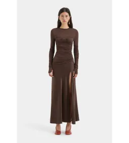 Sir the Label Alessia Draped Gown in Chocolate Size 10 for rent on The Volte - image 1